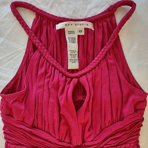 Max Studio Sundress Maxi XS Red Empire Waist Sleeveless Keyhole Stretchy